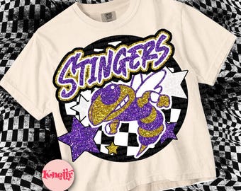 Cute Preppy Glitter- PNG File - STINGERS - Mascots-Purple