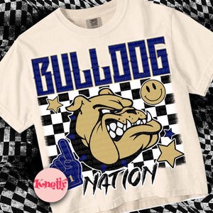 Retro Grunge -  Mascot-Bulldogs PNG - School Spirit - Navy and Gold