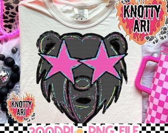 Retro Neon Cute Preppy Hand-sketched BEARS - Bear School spirit design - Bears Mascot design