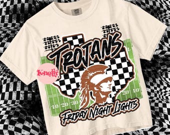 Retro Mascot- Friday Night Lights -TROJANS PNG - School Spirit- Orange