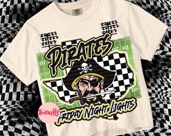 Retro Preppy Friday Night Lights PIRATES -Mascot- PNG - School Spirit-Gold