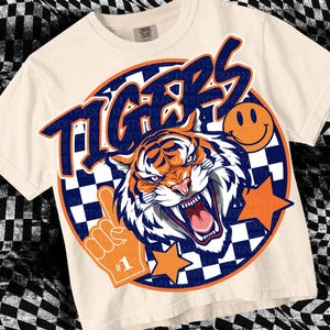 Retro Mascot -Tigers PNG - School Spirit - Orange Navy