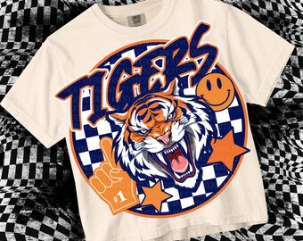 Retro Mascot -Tigers PNG - School Spirit - Orange Navy