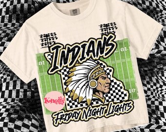 Retro Grunge -  Mascot-INDIANS FNL PNG - School Spirit - Black Gold - Missouri
