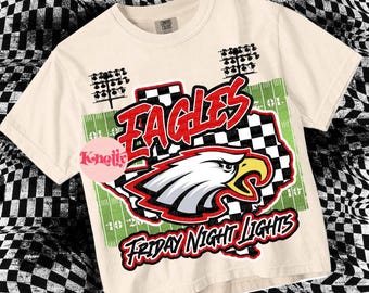 Retro Grunge -  Mascot-EAGLES PNG - School Spirit - Red