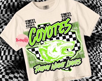 Retro Grunge Coyote Nation-Mascot- Green Coyotes PNG - School Spirit