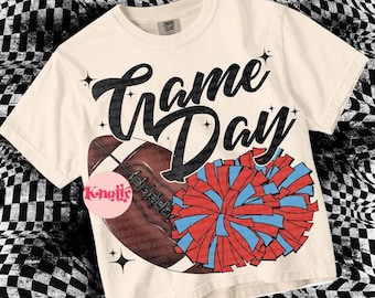 Vintage Game Day PNG - School Spirit - Red Blue