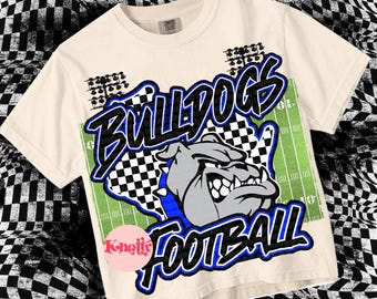 Retro  -  Mascot-Bulldogs Football PNG - School Spirit - Royal Blue Black- Wisconson
