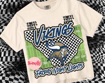 Retro Groovy Friday Night Lights  Mascot-Vikings Blue Gold PNG