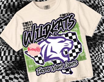Retro Pop Friday Night Lights Mascot-WILDKAT PNG - School Spirit-Black Purple