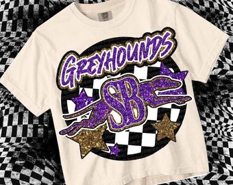 Retro Glitter Mascot- SAN BENITO GREYHOUND png - School Spirit