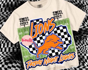 Retro Pop Friday Night Lights Mascot- LIONS - Mascots-Orange Blue