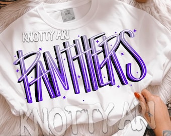 Hand drawn Mascot-PANTHERS- PNG School Spirit Purple Grey