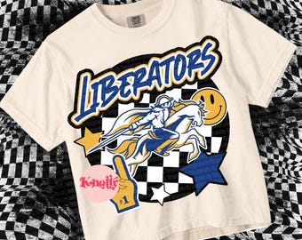 Retro Mascot Blue - Liberators PNG - School Spirit