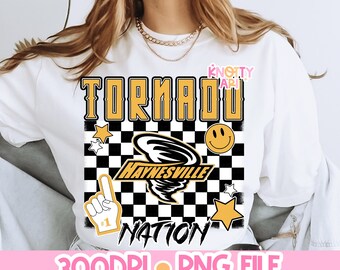 Retro Grunge -  Mascot-Tornado PNG - School Spirit - Black and Yellow Gold