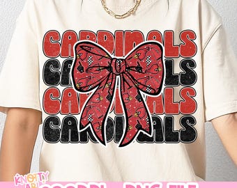 Retro Cute Coquette CARDINALS Repeated. - Mascot PNG School Spirit