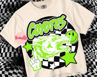 Retro Stars Coyote Nation-Mascot- Green Coyotes PNG - School Spirit