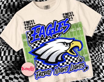 Retro Grunge -  Mascot-EAGLES PNG - School Spirit - Blue- Louisiana