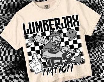 Retro Grunge -  Mascot-LUMBERJAX NATION PNG - School Spirit