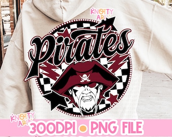Cute Preppy Retro  PIRATES-Mascot- PNG - School Spirit - Ready to print