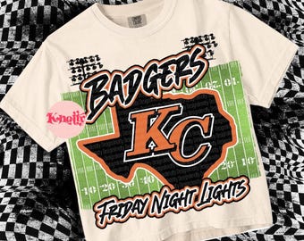 Cute Preppy Friday Night Lights- PNG File - BADGERS - Mascots Black Orange KC