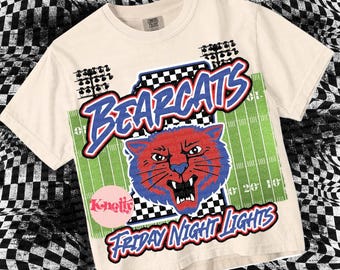 Retro Grunge -  Mascot- Bearcats PNG - School Spirit - Blue Red