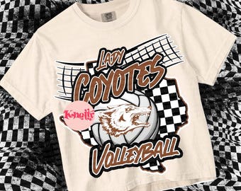 Retro Grunge Preppy Lady Coyotes Volleyball -Mascot- PNG - School Spirit