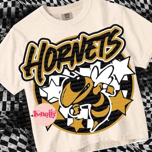 Retro Pop -  Mascot-Hornets SVG & PNG - School Spirit - Black Gold
