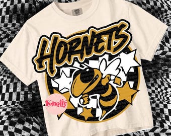 Retro Pop -  Mascot-Hornets SVG & PNG - School Spirit - Black Gold