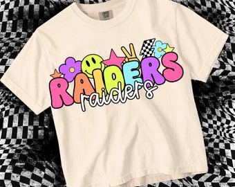 Retro Pop Colorful Preppy Sticker Mascot-RAIDERS PNG - School Spirit