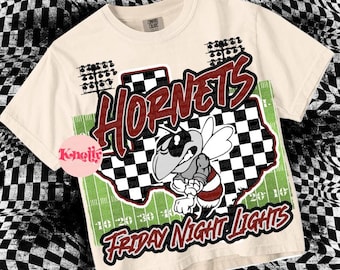Cute Preppy Friday Night Lights- PNG File - Hornets - Mascots-Black Maroon