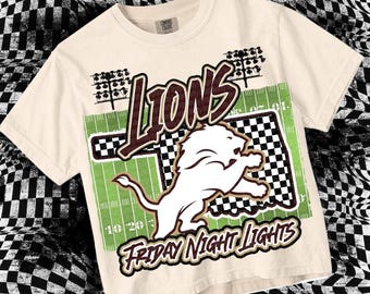 Retro Pop Friday Night Lights Mascot- LION NATION - Mascots-Maroon and Gold - Oklahoma