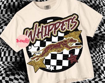 Retro Pop Mascot-Whippet PNG - School Spirit -Maroon Gold