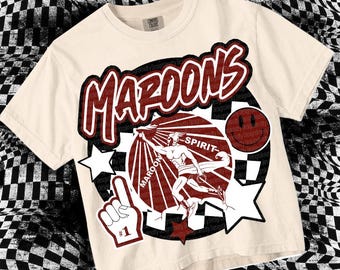 Retro Grunge -  Mascot-MAROONS PNG - School Spirit - Maroon