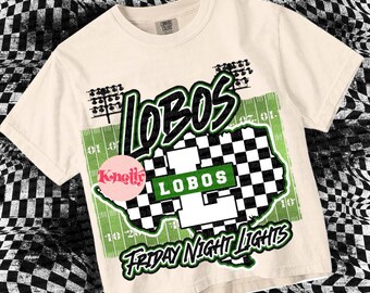 Cute Preppy Friday Night Lights- PNG File - LOBOS - Mascots-Black Green White