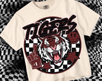 Retro Mascot -Tigers PNG - School Spirit-Maroon