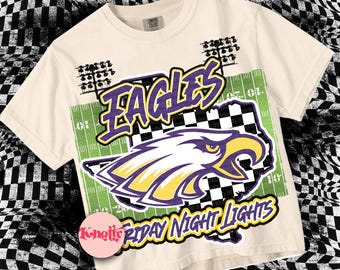 Retro Grunge -  Mascot-EAGLES PNG - School Spirit - Purple gold