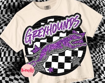 Retro Glitter Mascot- GREYHOUND png - School Spirit