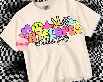 Retro Pop Colorful Mascot Sticker - Antelopes PNG - School Spirit