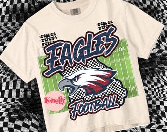 Retro Grunge -  Mascot-EAGLES PNG - School Spirit - Blue Red