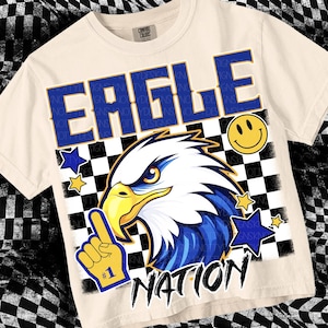 Retro Grunge -  Mascot-EAGLES PNG - School Spirit - Blue Gold