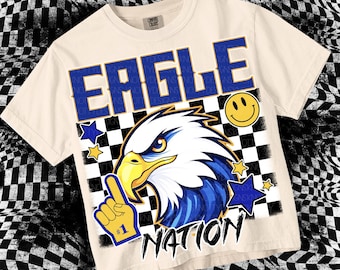 Retro Grunge -  Mascot-EAGLES PNG - School Spirit - Blue Gold