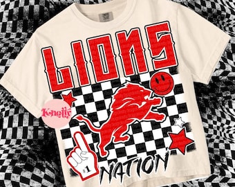 Cute Preppy- PNG File - LION NATION - Mascots-Red Black