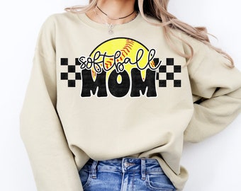 Retro Mom- SOFTBALL Mom-  Shirt PNG