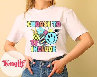 Retro Pastel - Autism Awareness shirt- Choose to Include - Teacher Shirt PNG