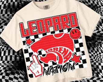 Retro Grunge -  Mascot-Leopards PNG - School Spirit - Black and Red
