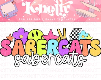 Retro Pop Colorful Mascot Sticker Preppy-Sabercats PNG