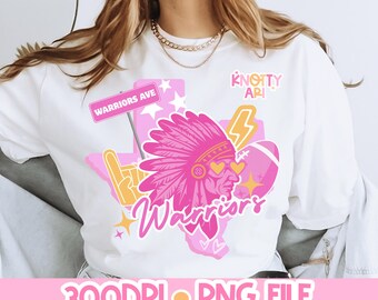 Cute Pink Preppy Warriors PNG -  Mascot-Warriors PNG - School Spirit
