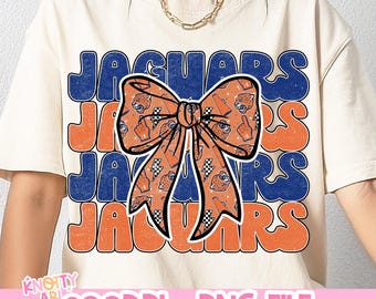 Retro Cute Coquette JAGUARS PNG Mascot-Jaguar Nation- PNG School Spirit- Blue Orange