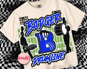 Cute Preppy Friday Night Lights- PNG File - BADGER DRUMLINE - Mascots Blue White